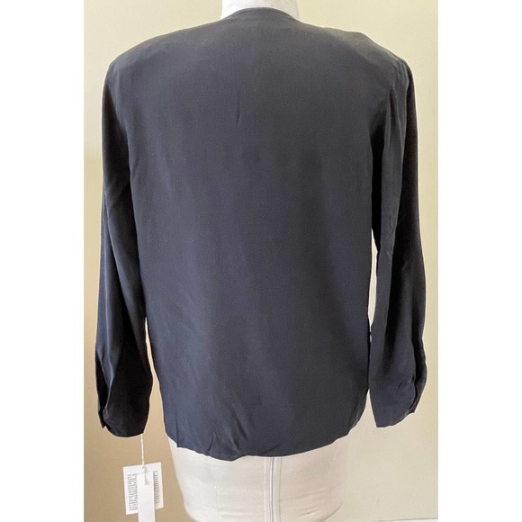 Vintage 100% Silk Long Sleeve Black Blouse Button Up Size 4 New With Tags - Picture 2 of 3